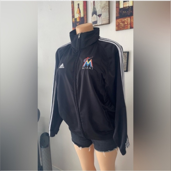 NWT Adidas Marlins Miami Black Zip Clousure In Front Size L (14-16) Jr.(6) - Picture 3 of 9